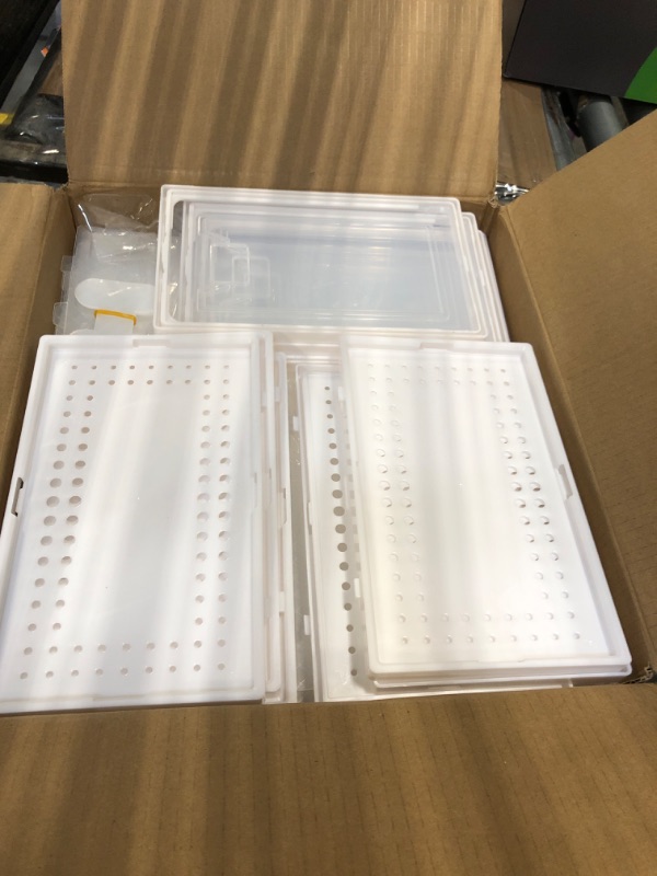 Photo 1 of 12 Pack Large Shoe Organizer Storage Boxes for Closet, Modular Space Saving Shoe Boxes Clear Plastic Stackable Sneaker Containers Display Case with Lid, Pearl White