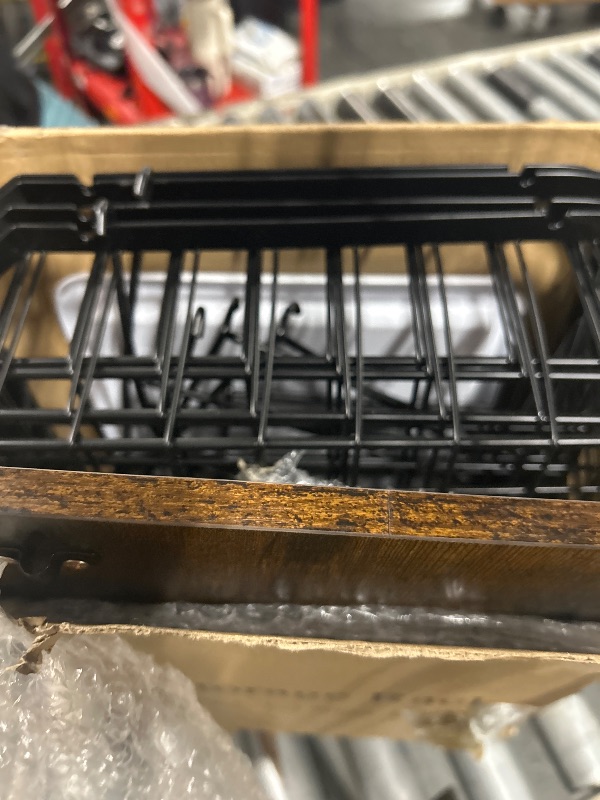 Photo 1 of ** SIMILAR IMAGE UNKNOWN SIZE OR MODEL***Gray Metal Utensil Caddy with Rustic Wood Base – 3-Compartment Flatware Organizer for Kitchen, Countertops, Dining Table, or Events – Industrial Farmhouse Cutlery Holder with Handles