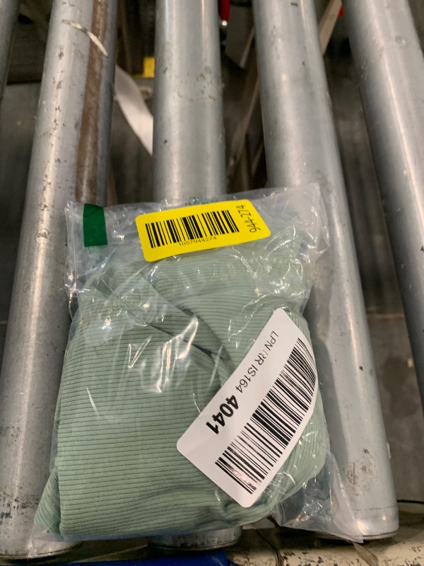 Photo 1 of *** UNKNOWN SIZE*** Yousify Womens Shorts Sleeve Crop Tops Summer Y2K Lace Square Neck Slim Fitted Basic Ribbed Tee Blouse Shirts Light Green