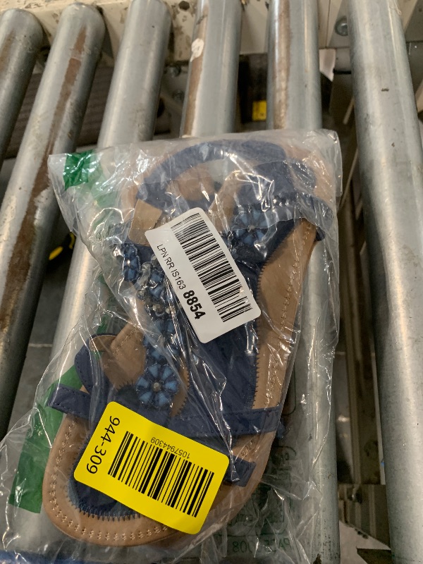 Photo 1 of  HIBEVER Flat Sandals for Women Dressy: Blue Summer Comfy Dress Sandals- Comfortable Walking Back Strap Flats Womens Sandal EU 42