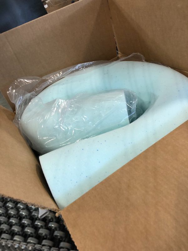 Photo 1 of ***SIZE UNKNOWN****Best Price Mattress 4 Inch Egg Crate Memory Foam Mattress Topper with Cooling Gel Infusion, CertiPUR-US Certified, Dorm Essentials, Queen, Light Blue