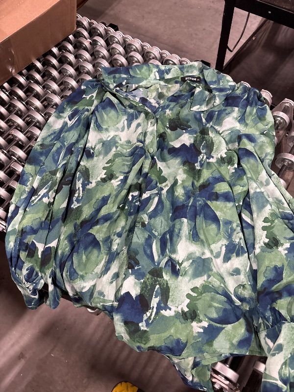 Photo 1 of **SIMILAR*** LOOK AT LIVE PHOTO FOR REFERENCE***Womens Button Down Shirts Smocked Cuffed Blouses Printed Lantern Shirt Long Sleeve Tops Casual Collar, XXL