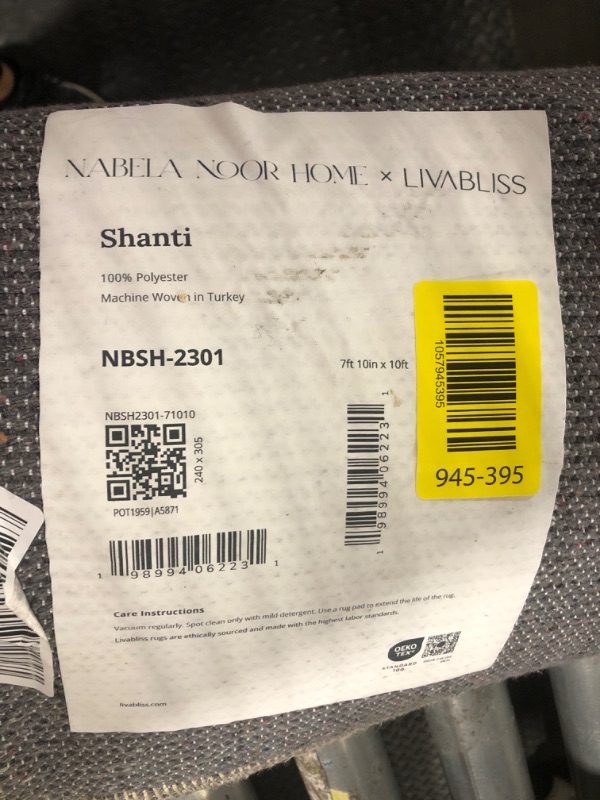 Photo 1 of ** USED** Livabliss x Nabela Noor Home Shanti Traditional Border Area Rug, 7'10" x 10',Grey