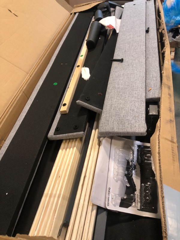 Photo 1 of ** USED** Gruwans Queen Size Bed Frame with Upholstered Wingback Headboard, Easy Assemnly Platform Bed, Wooden Slat Support No Box Spring Needed, Light Gray