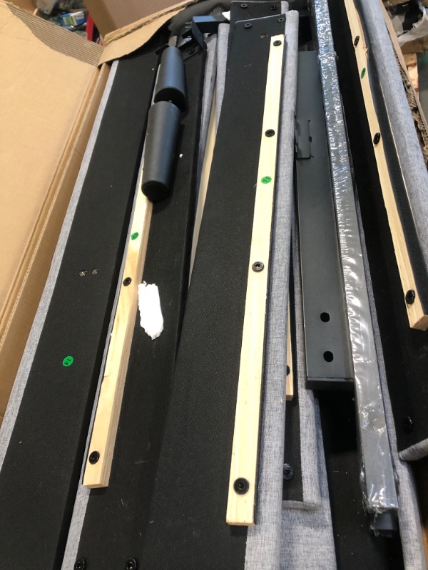 Photo 1 of ** USED** Gruwans Queen Size Bed Frame with Upholstered Wingback Headboard, Easy Assemnly Platform Bed, Wooden Slat Support No Box Spring Needed, Light Gray