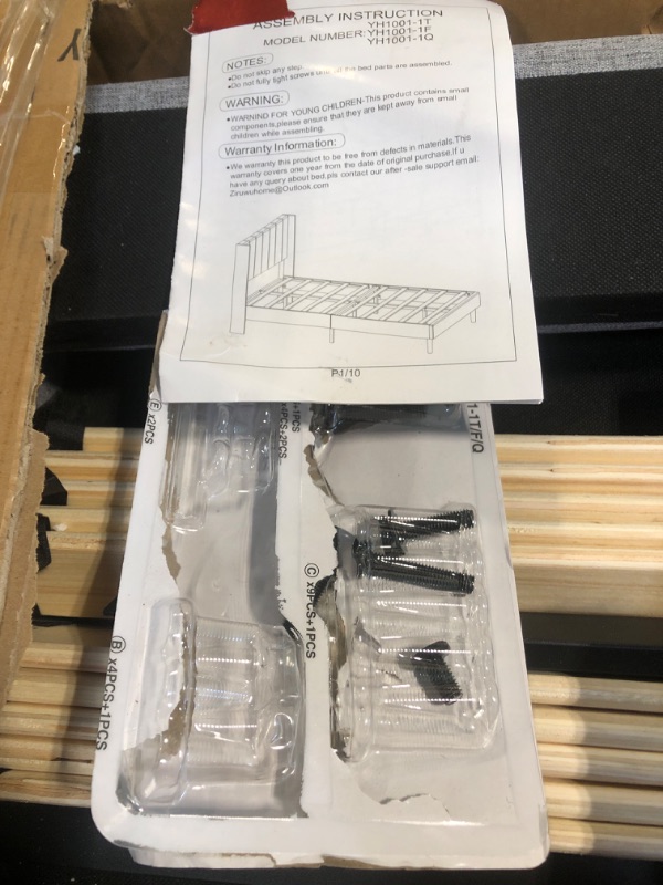 Photo 1 of ** USED** Gruwans Queen Size Bed Frame with Upholstered Wingback Headboard, Easy Assemnly Platform Bed, Wooden Slat Support No Box Spring Needed, Light Gray