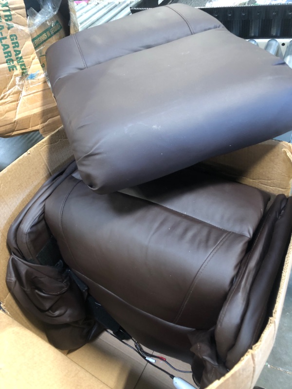Photo 1 of ** VERY USED/ 2 BOX SET FinerFurnis PU Leather Power Lift Recliner Chair with Massage and Heat, Adjustable Back and Leg Support with 3 Positions, Built-in USB Port and Side Pocket, Comfortable and Convenient