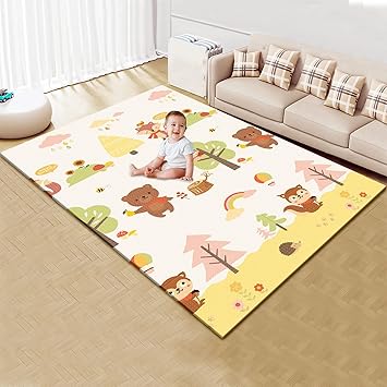 Photo 1 of Baby Play Mat, 74 x 50 Inch Play Mat Perfect for Use Baby Playpen, Foldable Baby Foam Playmat for Floor, Portable Waterproof Activity PlayMats for Babies, Infants and Toddlers