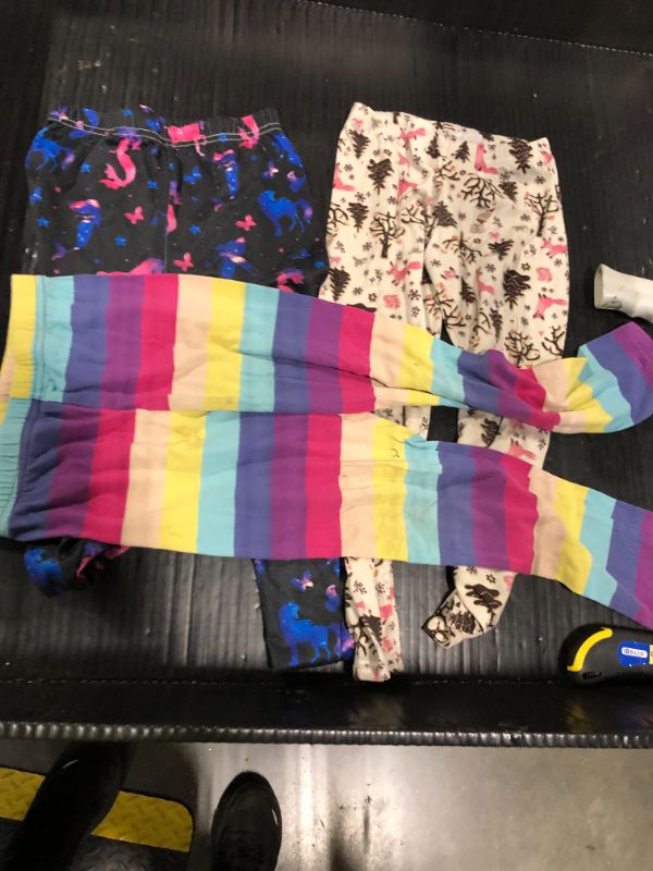 Photo 1 of ***DIRTY***TODDOR 4 Pack Girls Printed Leggings Multipack Girls Stretchy Tights Athletic Leggings Kids Printed Pants 6-12 Years Multicolor