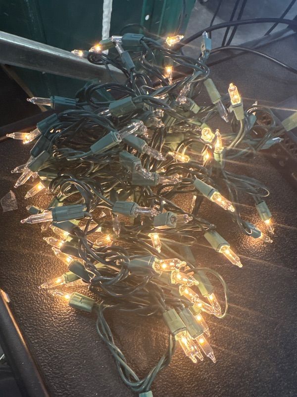 Photo 1 of **ONLY ONE SIDE LIGHTS UP**LOOK AT LIVE PHOTO**
PREXTEX 100 Count Clear Christmas Lights - 20 ft Ultra Bright String Lights with Green Wire for Indoor and Outdoor Use, Christmas Trees, Holidays, Patios and Garden