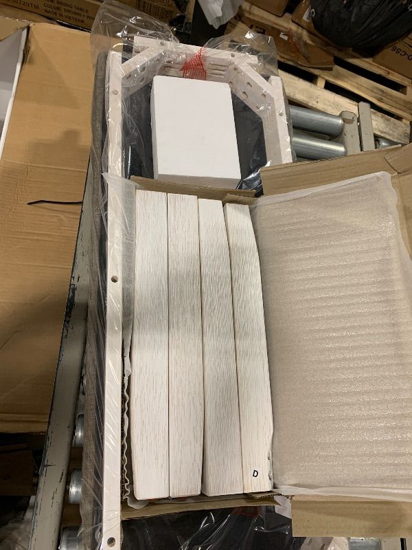 Photo 1 of ** NEW** KELRIA Retro Rustic Style 6-Piece Dining Set, Including 4 Upholstered Chairs, 1 Table and a Bench, for Playroom, Living Room, Home Bar, and Kitchen, Whitewash, Brown + White