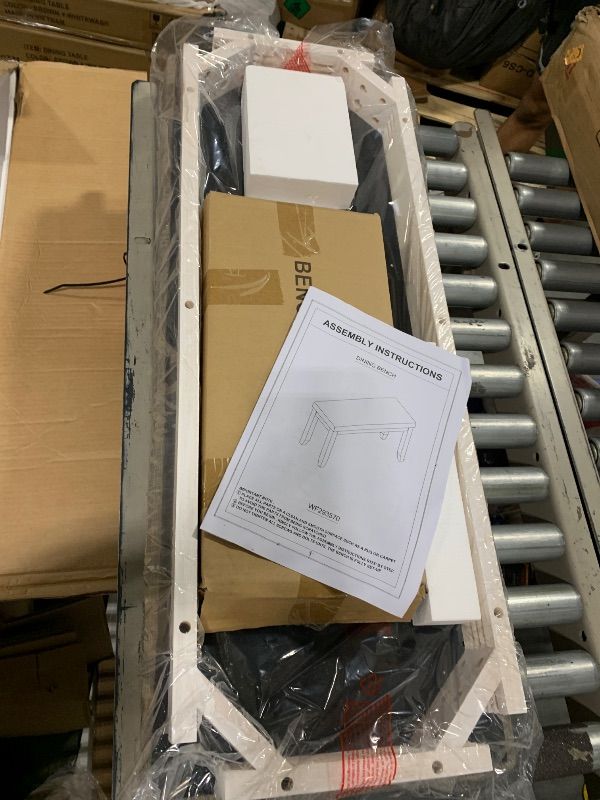 Photo 1 of ** NEW** KELRIA Retro Rustic Style 6-Piece Dining Set, Including 4 Upholstered Chairs, 1 Table and a Bench, for Playroom, Living Room, Home Bar, and Kitchen, Whitewash, Brown + White