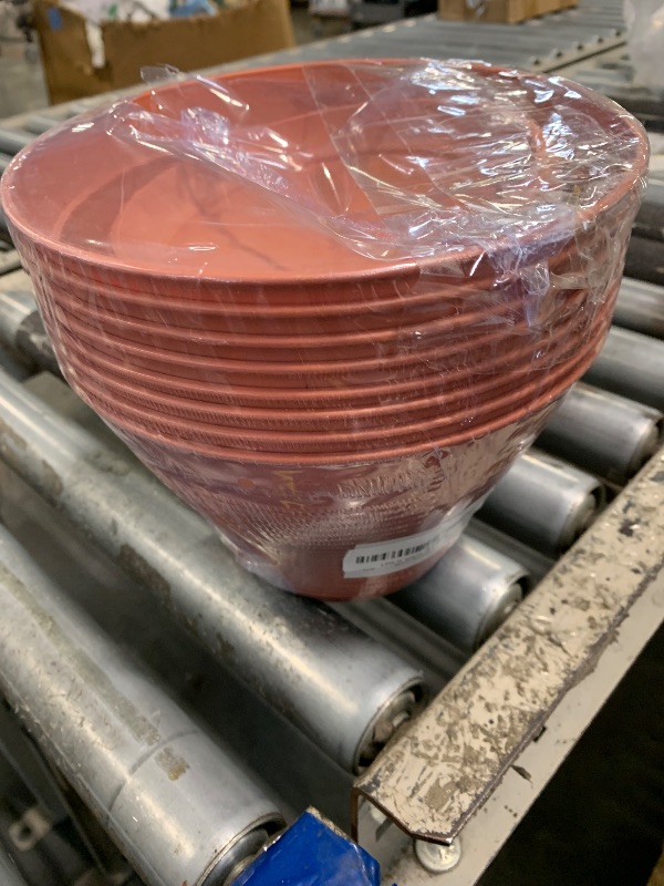 Photo 1 of ***saucers missing***RooTrimmer 8 Pack 8 Inch Plant Pots with Saucers, Plastic Flower Pots with Drainage Holes, Large Planters for Indoor Outdoor Garden, House Plants, Flowers, Herbs, Gardening Gifts, Pottery Red