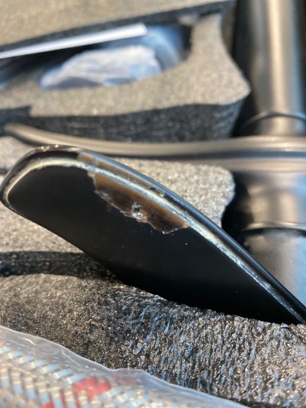 Photo 1 of ***MINOR DAMAGE*** Black Bathroom Faucet GGStudy Single Handle One Hole Farmhouse Waterfall Bathroom Vessel Sink Faucet Matte Black Matching with Pop Up Drain