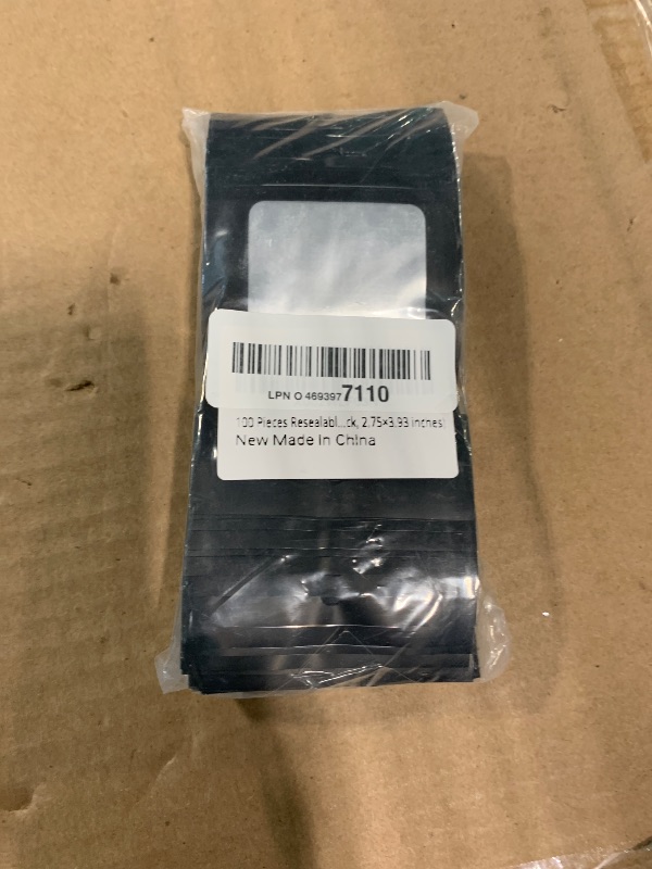 Photo 1 of 100 Pieces Resealable Mylar Bags with Clear Window Smell Proof Bags Packaging Bags Foil Pouch Zip Bag for Food Self Sealing Storage Supplies (Black, 2.75×3.93 inches)