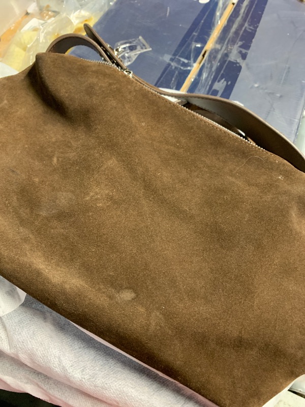 Photo 1 of (used)(see images) Genuine Leather Suede Hobo Bags for Women, Brown Suede Handbag Purse Retro Slouchy Tote Bag Shoulder Bag