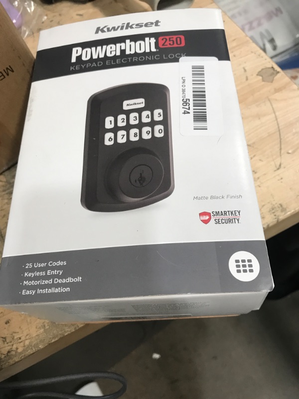 Photo 1 of **MOST LIKELY FOR PARTS/ DOESN'T PROGRAM DUE TO MISSING PARTS** Kwikset Powerbolt 250 10-Button Keypad Matte Black Transitional Electronic Deadbolt Door Lock, Featuring Convenient keyless Entry, Customizable User Codes and auto Locking