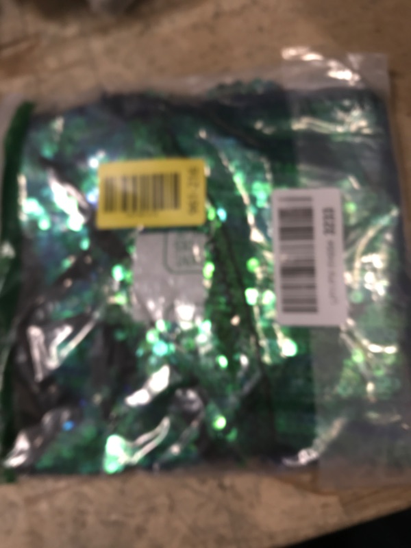 Photo 1 of (XL) (USED/FAIR) IBAKOM Sexy Glitter Sequins Fringe Bodysuit Halter Lace Up Back Jazz Latin Dance Tassel Leotard Adult Acrobat Circus Trapeze Artist Costume Dancing Queen Rave Concert One Piece Outfits Green+Blue XL