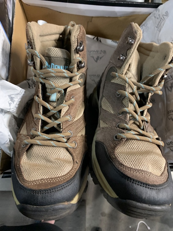 Photo 1 of ***(HEAVILY USED/ MINOR DAMAGE)***NORTIV 8 Women's Waterproof Hiking Boots Outdoor Trekking Camping Trail Hiking Boots Size 8 M US SNHB211W, BEIGE/PURPLE