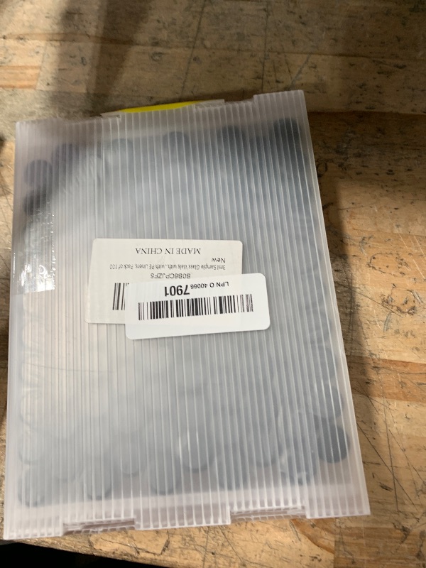 Photo 1 of 3ml Sample Glass Vials with Screw Caps, Lab Storage Empty Bottle, Clear Borosilicate Glass, Black 13-425 Polypropylene Screw Cap with PE Liners, Pack of 100