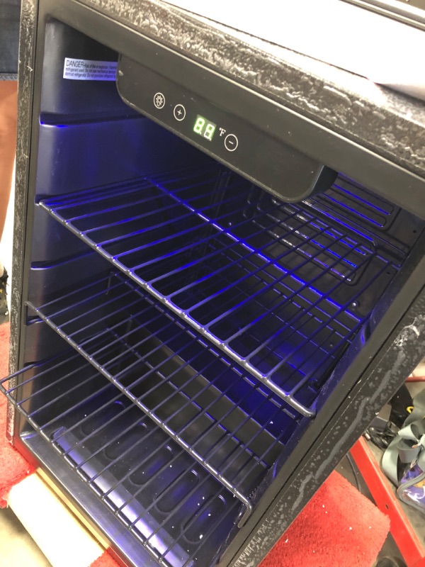 Photo 1 of **BROKEN DOOR** COWSAR Mini Fridge Cooler, 95 Can Beverage Refrigerator with Glass Door, ETL Approved Wine Fridge with Digital Temperature Control, LED Light for Home, Office, Bar, and Game Room - 2.6 Cu.Ft. Black