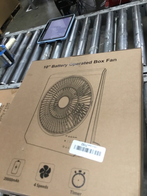 Photo 1 of 20000mAh Rechargeable Fan for Camping - 55h Super Long Last Battery Operated Fan, 10" Square Table Fan with Timer, 210° Pivot 4 Powerful Speed for Travel Outdoor Emergency Hurricane Power Outage