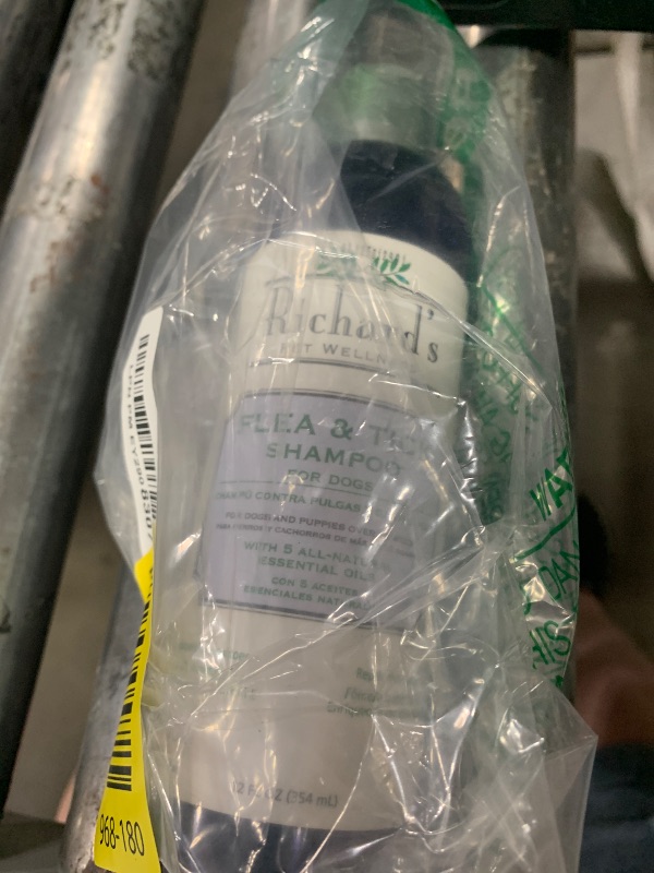 Photo 1 of **50 % USED** Richard’s Organics Flea and Tick Shampoo for Dogs – 100% All-Natural Actives Kills Fleas, Ticks and Repels Mosquitos – Gentle, Won’t Dry Skin, Great Smelling Essential Oils (12oz bottle),FG00440