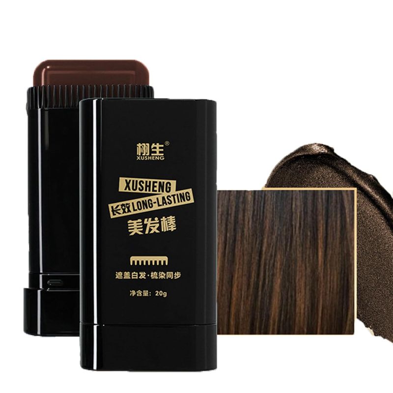 Photo 1 of 2PCS Xusheng Long-Lasting Hair Dye, 0.7 oz with Hair Bar and Comb, 2-In-1 Waterproof And Sweat-Proof Hair Dye Stick (Black-Brown, 2PCS)