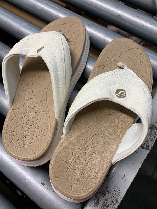 Photo 1 of (see all images) ONCAI Orthopedic Flip Flops Women with Arch Support Ladies Orthotic Recovery Sandals Comfortable Plantar Beige White Size 9