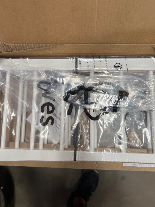 Photo 1 of **FOR PARTS ONLY/NON-FUNCTIONAL** Fldofaves Dog Gate - 18"-45" Adjustable Extra Wide Metal Baby Gate to Step Over, 10" Tall Small Pet Gate with 3 Extension Kits, Pressure Mounted for Doorways & Stairs