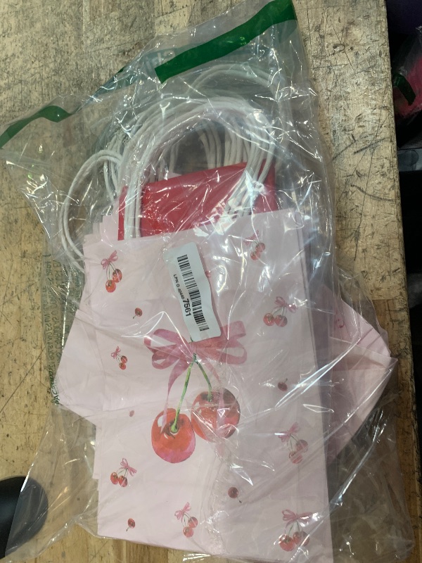 Photo 1 of 12 PCS Cherry Party Favor Gift Bags with Handles Shes Cherry On the Top Party Treat Goodie Bags Box Coquette Summer Fruit Birthday Bridal Baby Shower Decorations