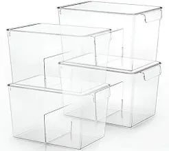 Photo 1 of  Set Pantry Organizers and Storage,Trash Bag Dispenser with Bamboo Top,Stackable Trash Bag Holder Under Sink Organizer for 4-30 GalBags,Onion,Potato,Fruits,Clear(