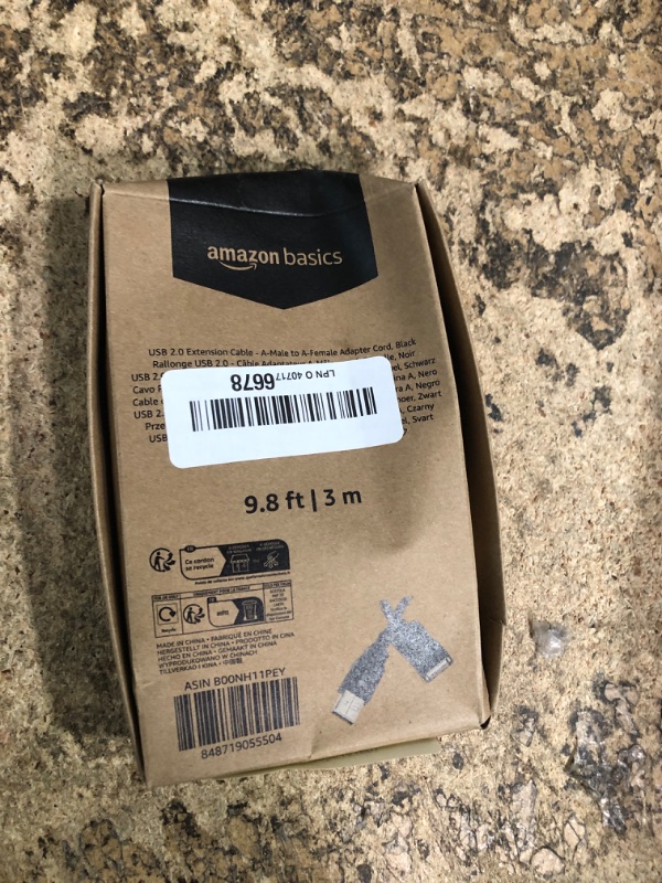 Photo 1 of Amazon Basics USB-A 2.0 Extension Cable, Male to Female, 480Mbps Transfer Speed, 9.8 Foot, Black