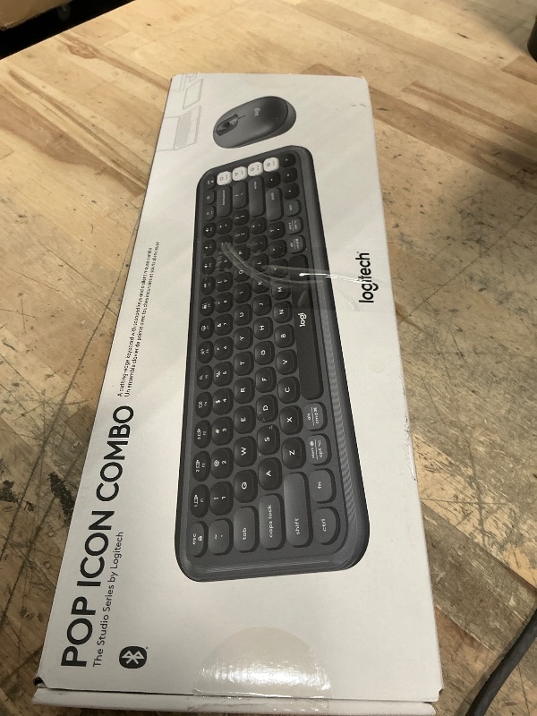 Photo 1 of Logitech POP ICON Combo, Bluetooth Keyboard and Mouse Combo, Comfortable Typing, programmable Keys and Buttons, Quiet clicks, Easy-Switch up to 3 Devices - Graphite and Off-White