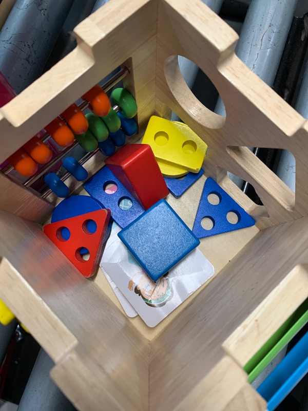 Photo 1 of ******************Missing pieces. Cards torn up.****************
Batlofty Wooden Activity Cube, 8-in-1 Montessori Toys for 1 2 Year Old Girl Boy Toddler| Sensory Educational Learning Toys 12-18 Months | 1st Birthday Gifts, Bead Maze | Bonus Sorting & Stac