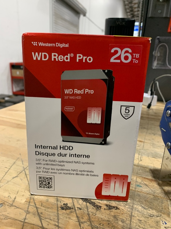 Photo 1 of **FACTORY SEALED** Western Digital 26TB WD Red Pro NAS Internal Hard Drive HDD - 7200 RPM, SATA 6 Gb/s, CMR, 512 MB Cache, 3.5" - WD260KFGX