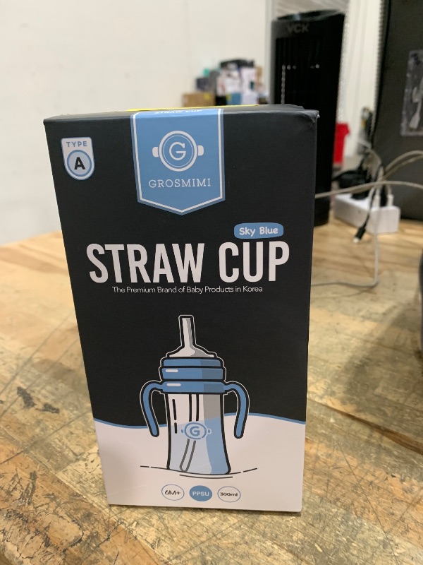 Photo 1 of **SEE CLERK NOTES**GROSMIMI Spill Proof no Spill Magic Sippy Cup with Straw with Handle for Baby and Toddlers, Customizable, PPSU, BPA Free 10 oz (Sky blue)