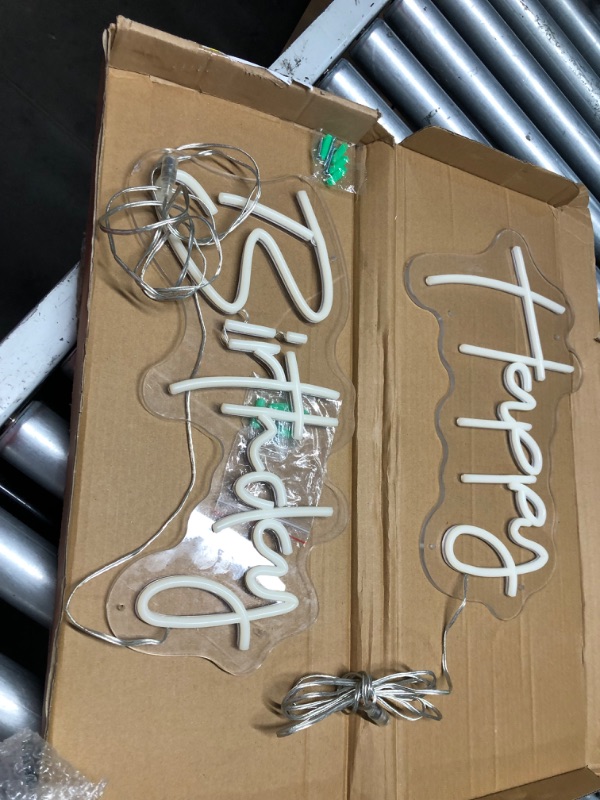 Photo 1 of ***INCOMPLETE - MISSING REMOTE AND POWER CORD - SEE PICTURES***
Happy Birthday Neon Sign Large - Colorful Happy Birthday Sign Reusable Neon Signs for Wall Decor, LED Sign for Birthday Party with Remote 200+ Colors, App Control, Music Sync, Birthday Gift f