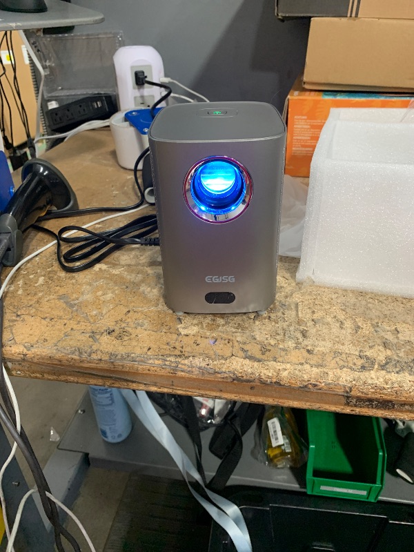 Photo 1 of [Electric Focus] Projector with WiFi and Bluetooth, 1080P Outdoor Projector with Carry Bag, Portable Movie Projector with Zoom, 4K Supported Home Theater Projector UP to 300" for Phone/TV Stick/PC was able to test to see if turned on
