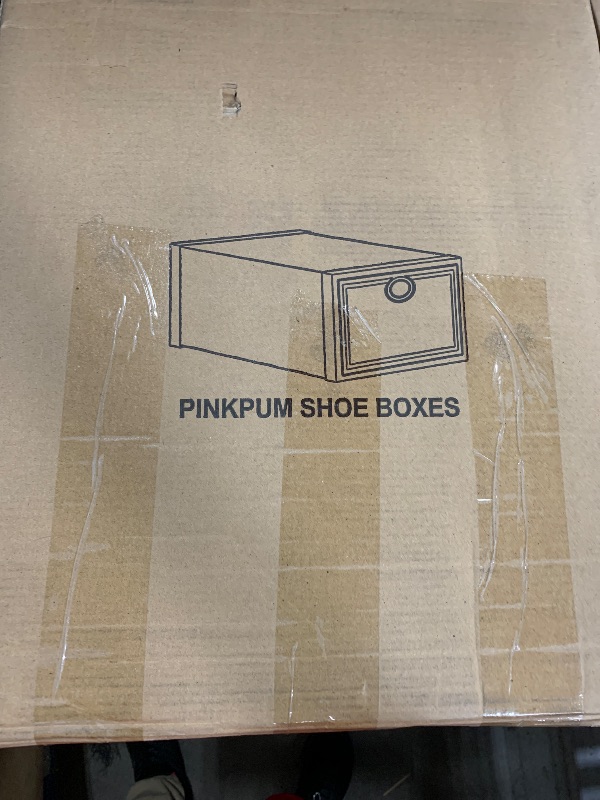 Photo 1 of (PARTIAL SET) Pinkpum 15 Pack X-Large Shoe Storage Boxes Fit Size 12, Shoe Organizer for Closet Clear Plastic Stackable Shoe Dispaly Case Holder Bins, Sneaker Storage for Sneakerheads White