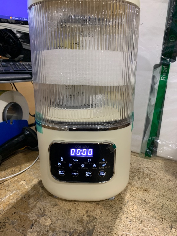 Photo 1 of (WORN) 58oz Nut Milk Maker Machine, 10 in 1 Automatic Nut Milk Maker with 20 Blades, LED Display, Soy Milk Maker with 24H Delay Start&12H Keep Warm, Almond Milk Maker for Homemade Oat, Milk Shake, Cream tested device and it turned on 