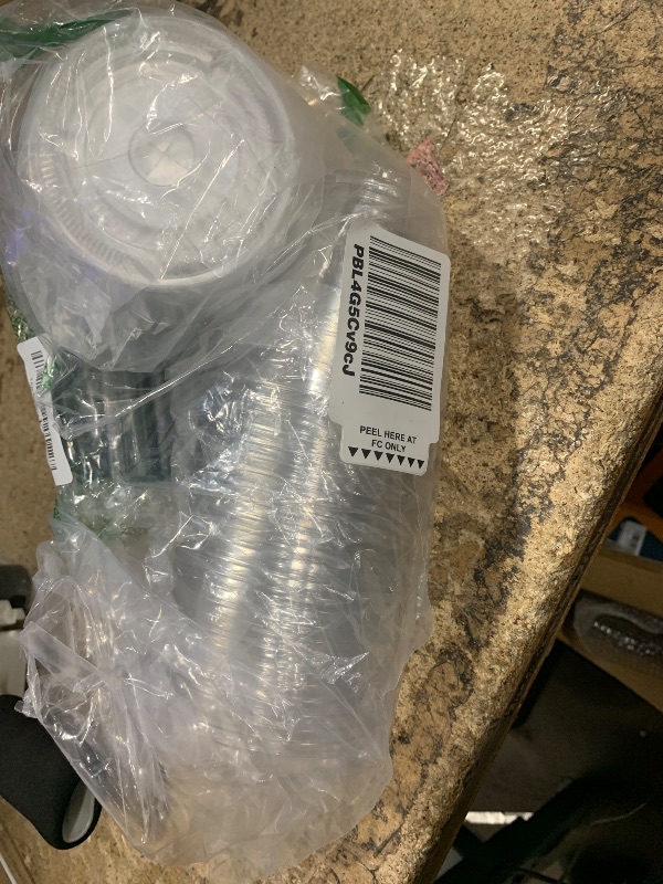 Photo 1 of 12 oz Clear Plastic Cups with Lids and STRAWS, Disposable Drinking Cups for Cold Drinks, Iced Coffee, Milkshakes, Smoothies, 25 Sets
