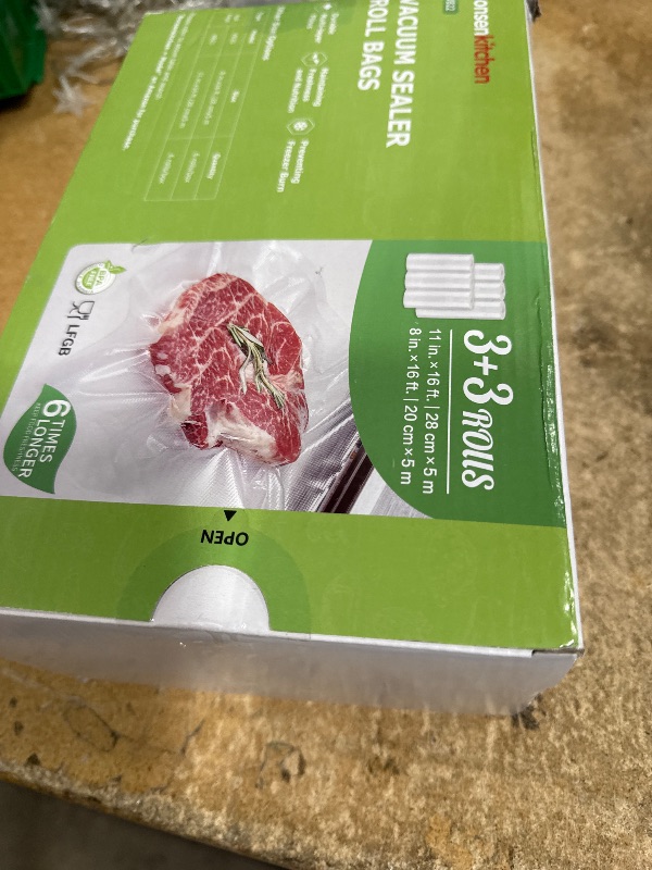 Photo 1 of [2025 Upgraded] Bonsenkitchen 3 Rolls 11" x 16' + 3 Rolls 8" x 16' Vacuum Sealer Bags for Food with a Color Box, Easy to Store, Commercial Grade, BPA Free, Great for Food Storage or Sous Vide, VB22