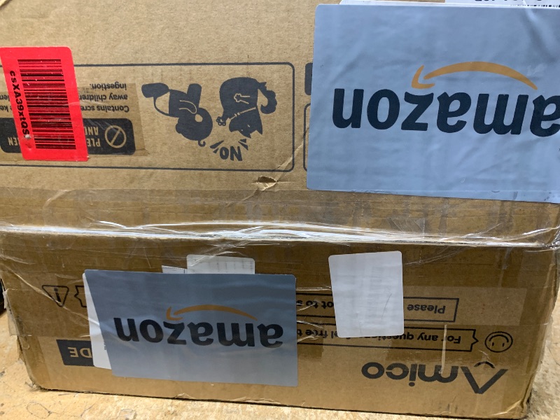 Photo 1 of **POSSIBLY FOR PARTS/ DENTED LIGHT COVER** Amico Ceiling Fans with Lights, 42 inch Low Profile Ceiling Fan with Light and Remote Control, Flush Mount, Reversible, 3CCT, Dimmable, Noiseless, White Ceiling Fan for Bedroom, Indoor/Outdoor Use