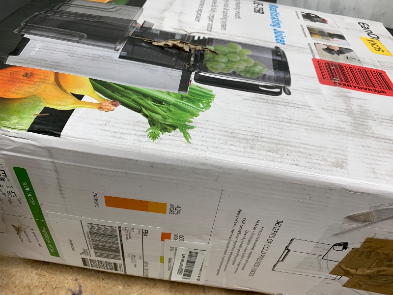 Photo 1 of (USED ITEM) Cold Press Juicer, 5.8" Wide Feed Chute Juice Extractor Machine with 400W, High Juice Yield, Slow Masticating Juicer for Whole Vegetables & Fruits, Metallic Silver