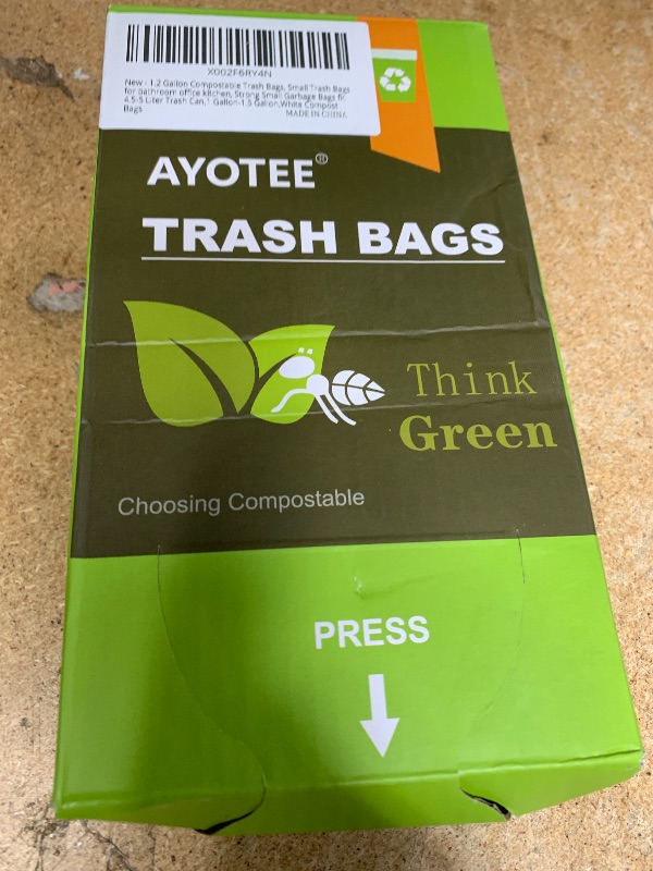 Photo 1 of 1.2 Gallon Compostable Trash Bags, Small Trash Bags for bathroom office kitchen, Strong Small Garbage Bags fit 4.5-5 Liter Trash Can,1 Gallon-1.5 Gallon,White Compost Bags