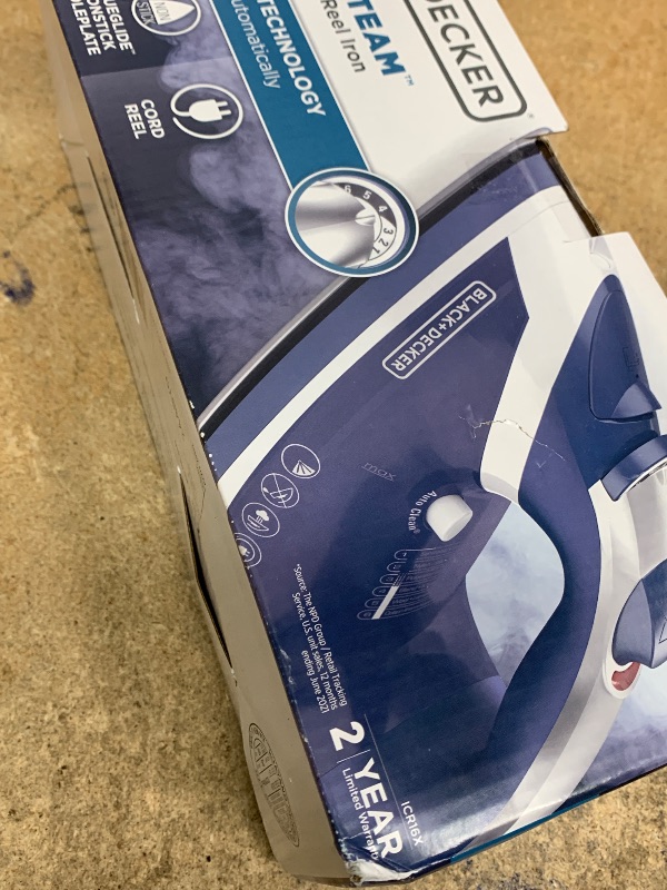 Photo 1 of *VERY USED* BLACK+DECKER Xpress Steam™ Cord Reel Iron with Nonstick Soleplate, Blue, ICR16X