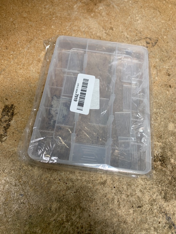 Photo 1 of 18 Grids Plastic Organizer Box with Dividers, Exptolii Clear Compartment Container Storage for Beads Crafts Jewelry Fishing Tackles, Size 7.9 x 6.2 x 1.2 in