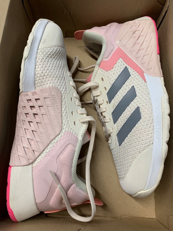 Photo 1 of (see all images)  adidas Women's Dropset 3 Training Sneaker, Chalk White/Iron Metallic/Semi Pink Spark, 6.5