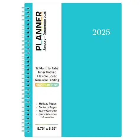 Photo 1 of 2026 Planner - Planner/Calendar 2026, Jan.2026 - Dec.2026, 2026 Planner Weekly and Monthly with Tabs, 2026 Calendar with Flexible Cover, A5 Thick Paper, Twin-Wire Binding, 8.3" x 6.25" - Aqua Green